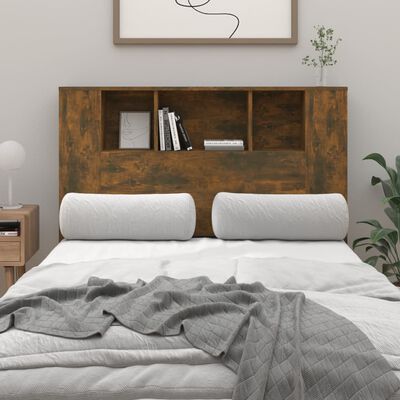 vidaXL Табла за легло тип шкаф, опушен дъб, 120x18,5x102,5 см