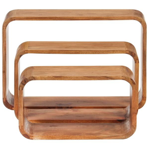 vidaXL Странични маси 3 бр акациево дърво масив с меден финиш