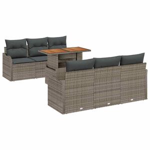 vidaXL Градински Софа Комплект със съхранение 7 pcs Сив Полиратан