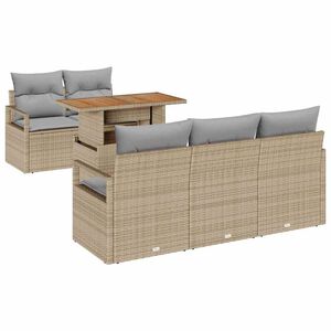 vidaXL Градински Софа Комплект с възглавница 6 pcs бежово и светлосиво