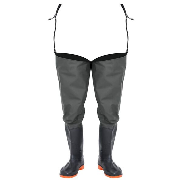 vidaXL Дълги ботуши за риболов, тъмнозелени, размер 46