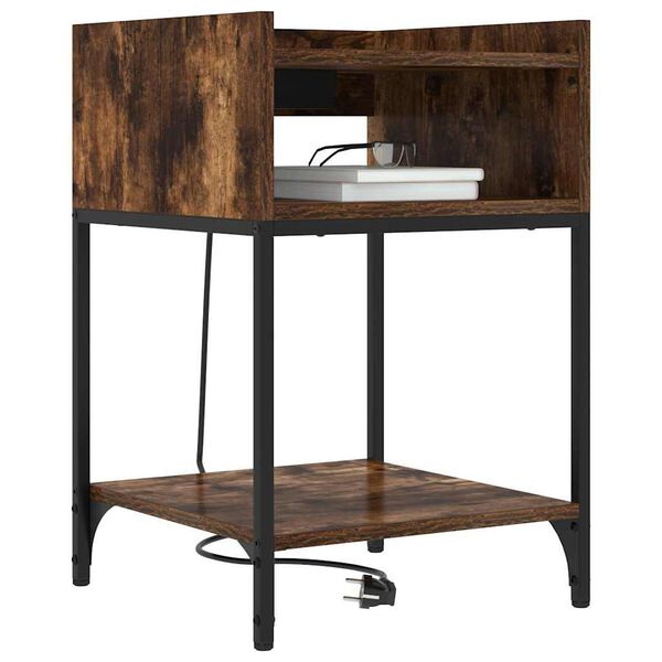 vidaXL Нощен шкаф с рафт Димян дъб 40 x 40 x 61 см Инженерно дърво