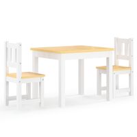 vidaXL Детски комплект от 3 части маса и столове бяло и бежово МДФ