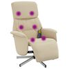 vidaXL Масажен реклайнер стол с поставка за крака, кремав, текстил