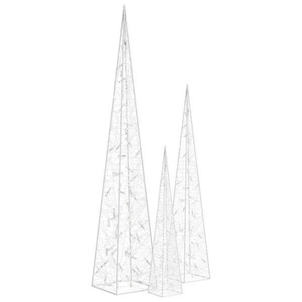 vidaXL Комплект акрилни декоративни LED елхи конуси сини 60/90/120 см