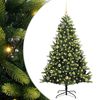 vidaXL Изкуствен коледен дърво с панти 150 LEDs Зелено 150 cm PVC и PE