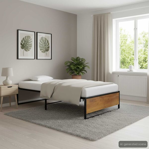 vidaXL Рамка за легло, черна, метал, 100x200 cм