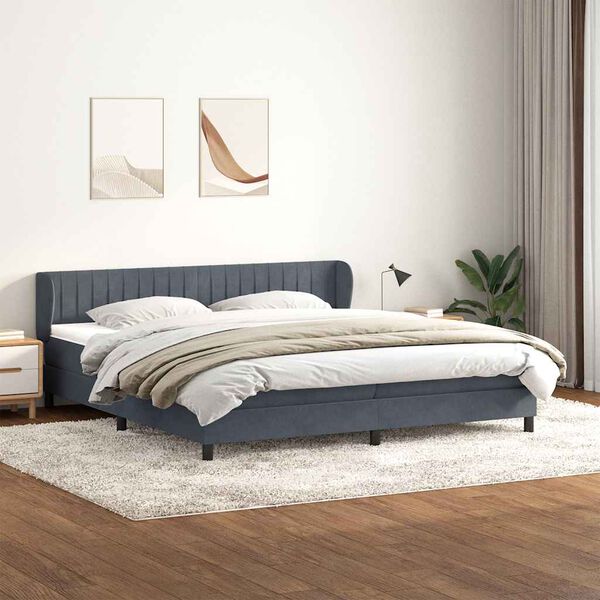 vidaXL Box Spring легло с матраци Тъмно сиво 200x210 cm Кадифе
