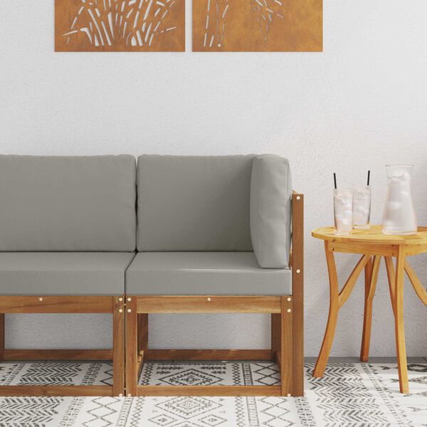 vidaXL Външен ъглов диван Солидно акациево дърво