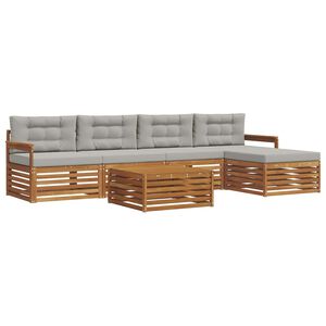 vidaXL Комплект дивани за открито 6 pcs Естествено и светло сиво