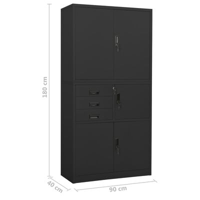 vidaXL Офис шкаф, антрацит, 90x40x180 см, стомана