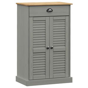 vidaXL Шкаф за обувки VIGO, сив, 60x35x96 см, бор масив