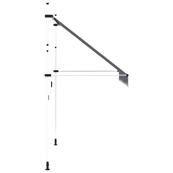 vidaXL Ръчно прибиращ се сенник, 250 см, синьо и бяло