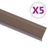 vidaXL Ръбове за стъпала, Г-образни, 5 бр, алуминий, 90 см, кафяви