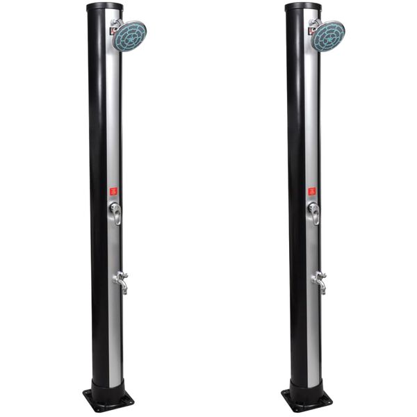 vidaXL Външни соларни душове с душ глава и кран, 2 бр, 35 л