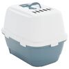 vidaXL Тава за котешка тоалетна с капак бяло и синьо 58x45x48 см PP