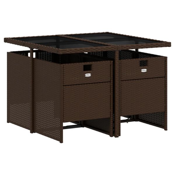 vidaXL Градински комплект с възглавници 5 части кафяв полиратан