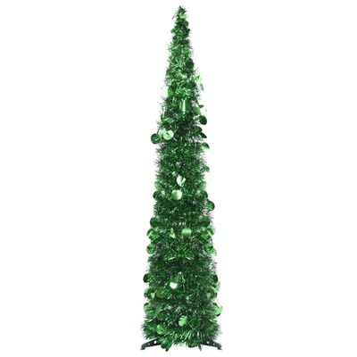 vidaXL Разгъваема изкуствена коледна елха, зелена, 120 см, PET