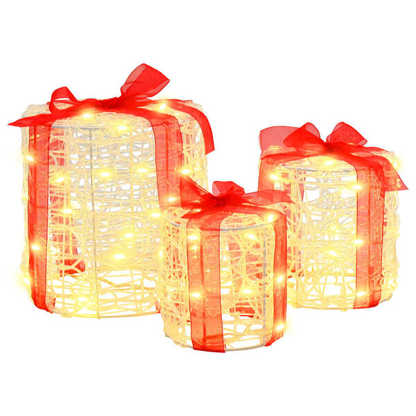 vidaXL Декорация на подаръчна кутия 3 pcs Топло бяло 20 x 20 x 21 см