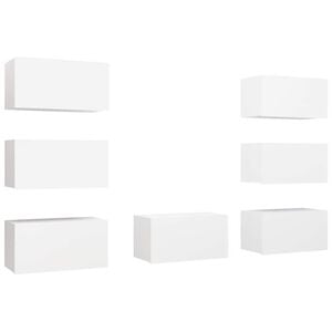 vidaXL ТВ шкафове, 7 бр, бели, 30,5x30x60 см, инженерно дърво