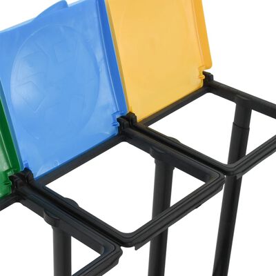 vidaXL Стойки за торби за боклук с капаци, 240-330 л, многоцветни, PP