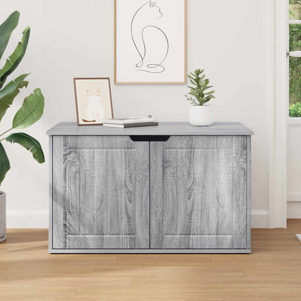 vidaXL Къща за котки Сив Сонома 85 x 55 x 50,5 см Инженерно дърво