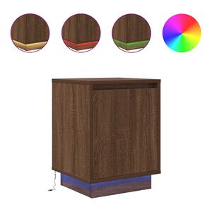 vidaXL Нощен шкаф с LED осветление Кафяв дъб 38x34x50 cm