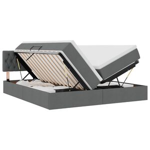 vidaXL Легло с място за съхранение Тъмен сив 200 x 200 cm Изкуствена