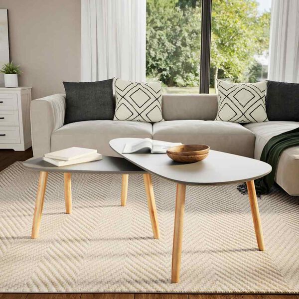 vidaXL Кафе масички, 2 бр, сиви, боров масив