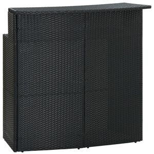 vidaXL Градинска бар маса, черна, 120x55x110 см, полиратан