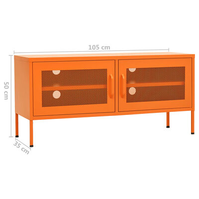 vidaXL ТВ шкаф, оранжев, 105x35x50 см, стомана