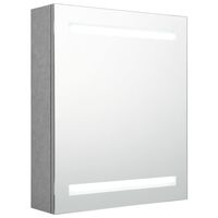 vidaXL LED шкаф с огледало за баня, бетонно сив, 50x14x60 см