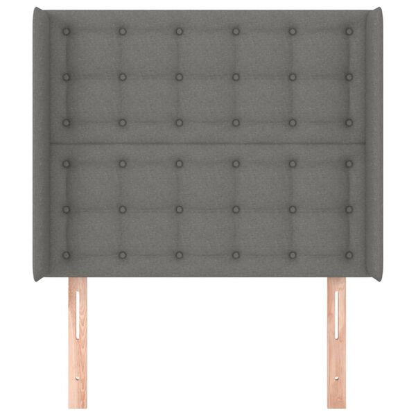 vidaXL Горна табла за легло с уши, тъмносива, 83x16x118/128 см, плат