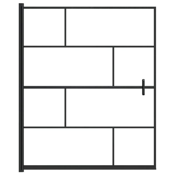 vidaXL Душ параван, ESG стъкло, 116x140 см, черен