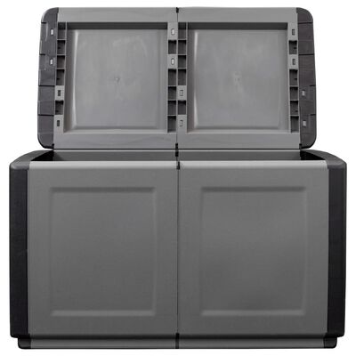 vidaXL Кутия за съхранение, 96x53x57 см, 230 л, тъмносиво и черно