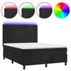 vidaXL Боксспринг легло с матрак и LED, черно, 140x190 см, кадифе