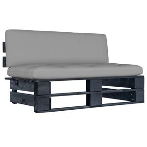 vidaXL Градинска палетен среден диван черно импрегнирано борово дърво