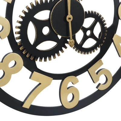 vidaXL Стенен часовник, златисто и черно, 70 см, МДФ