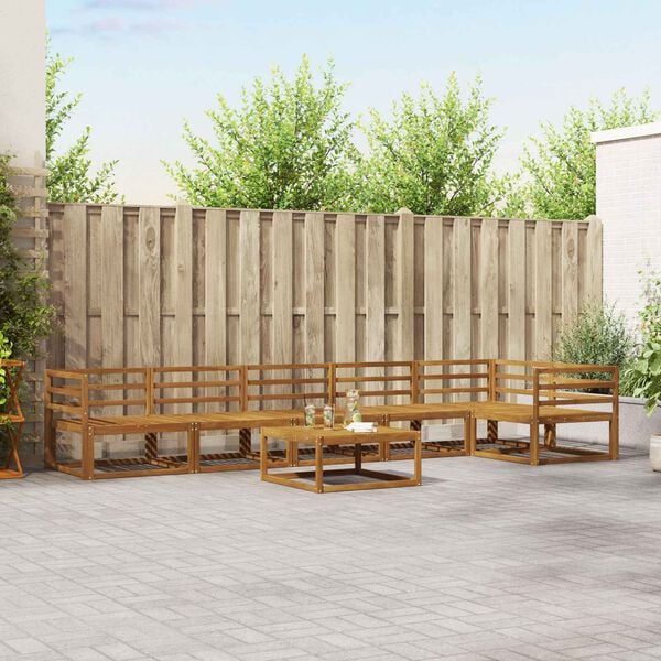 vidaXL Комплект дивани за открито 7 pcs Естествен