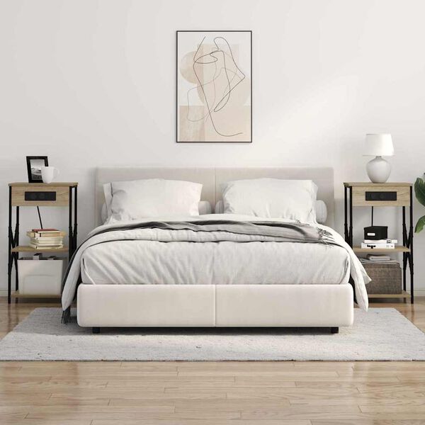 vidaXL Нощен шкаф с рафт Сонома дъб 41 x 31 x 76 см Инженерно дърво