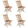 vidaXL Сгъваем градински стол 4 pcs Натурално Солидно тиково дърво