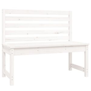 vidaXL Градинска пейка, бяла, 109 см, борово дърво масив