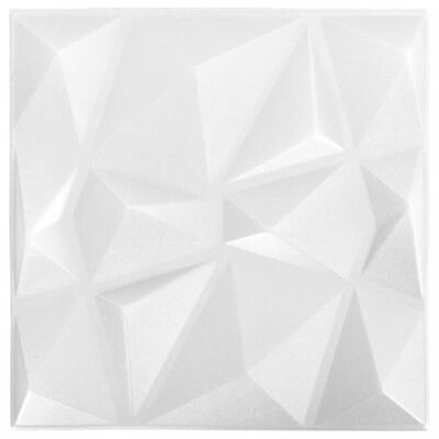 vidaXL 3D стенни панели, 24 бр, 50x50 см, диамантено бяло, 6 м²