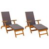 vidaXL Сгъваем и reclining шезлонг 2 бр. Солидно акациево дърво Сиво