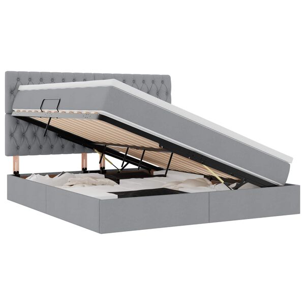 vidaXL Легло с място за съхранение и матрак Светлосиво 160 x 200 cm