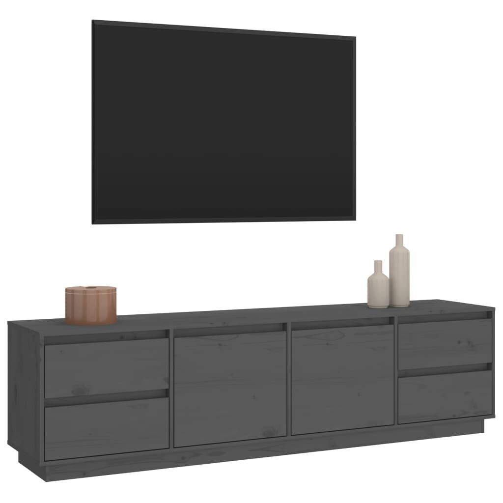 vidaXL ТВ шкаф, сив, 176x37x47,5 см, бор масив