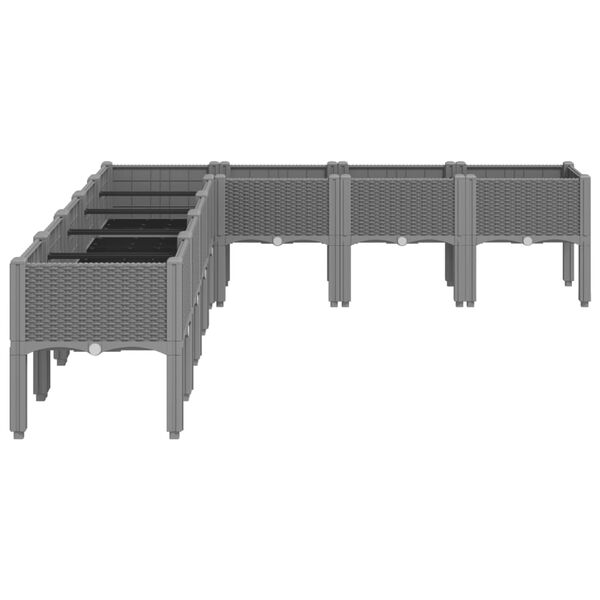 vidaXL Градинска кашпа с крака, светлосива, 200x160x42 см, PP