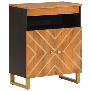 vidaXL Страничен шкаф, кафяво и черно, 60x33,5x75 см, манго масив