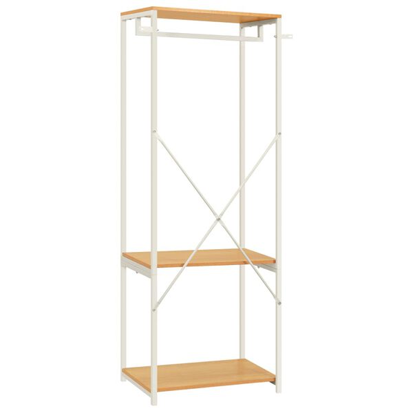 vidaXL Гардероб, бяло и дъб, 60x40x167 см, метал и ПДЧ