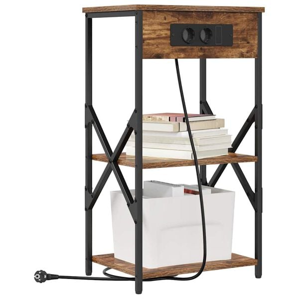 vidaXL Нощен шкаф с рафт Димян дъб 41 x 31 x 76 см Инженерно дърво